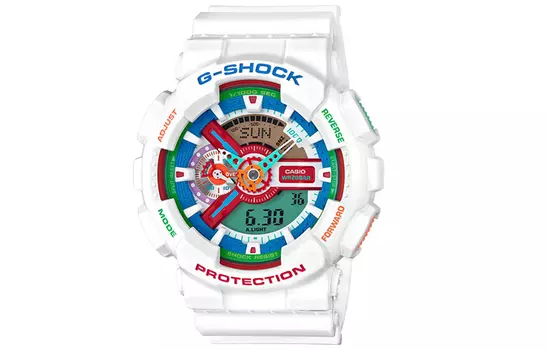 CASIO Мужские часы с двойным жидкокристаллическим/аналоговым дисплеем, белые, GA-110MC-7A