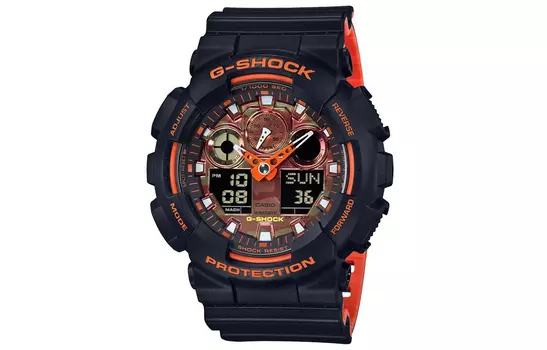 CASIO Мужские часы с двойным жидкокристаллическим/аналоговым дисплеем, черные, GA-100BR-1APR