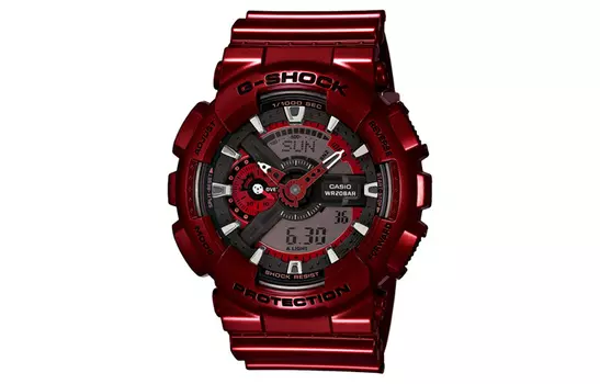CASIO Мужские часы с двойным жидкокристаллическим/аналоговым дисплеем, красные, GA-110NM-4A
