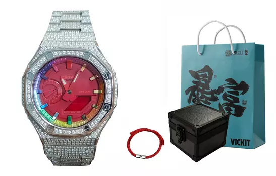 CASIO Мужские часы с жидкокристаллическим/аналоговым дисплеем, красные