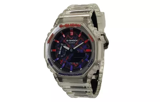 CASIO Мужские часы с жидкокристаллическим/аналоговым дисплеем, красные