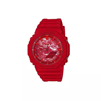 CASIO Мужские часы с жидкокристаллическим/аналоговым дисплеем, красные