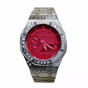 CASIO Мужские часы с жидкокристаллическим/аналоговым дисплеем, красные