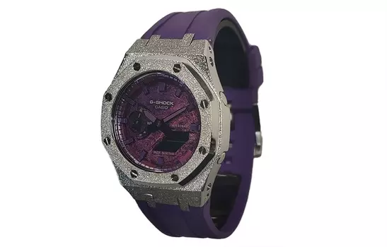 CASIO Мужские часы с жидкокристаллическим/аналоговым дисплеем, 44 мм, фиолетовые