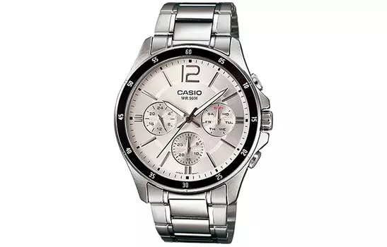 CASIO Мужские серебряные часы серии Standard 47 мм MTP-1374D-7AV