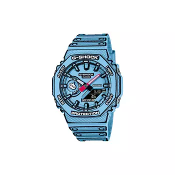 CASIO Мужские синие часы GA-2100MNG-2A с двойным жидкокристаллическим/аналоговым дисплеем