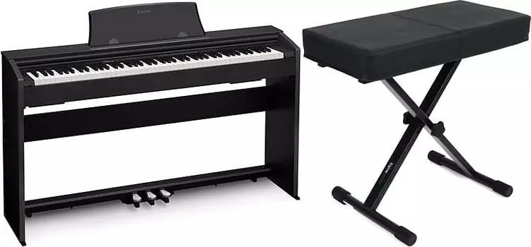 Casio Privia PX-770 — комплект с черной отделкой и каркасами Gator GFW-KEY-BNCH-1 Standard Black Keyboard Bench Gator Frameworks + Casio GFW-KEY-BNCH-1=1 PX770BK=1