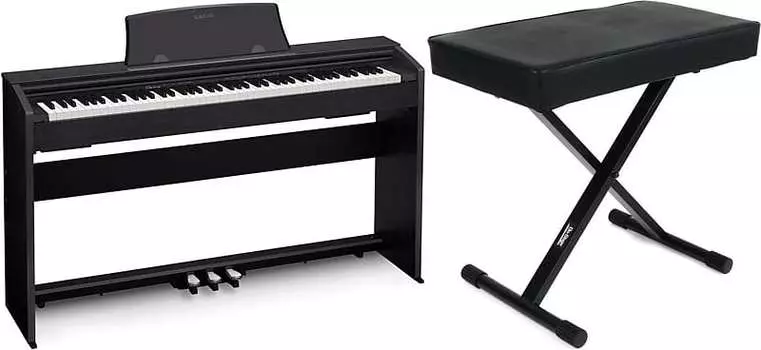 Casio Privia PX-770 — Комплект с черной отделкой и сценическими подставками KT7800+ Deluxe X-Style Bench Casio + On-Stage PX770BK=1 KT7800+=1