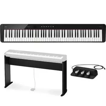 Casio Privia PX-S5000 88-клавишная гибридная клавиатура Hammer Action, черная, со стойкой и 3-педальной доской PX-S5000BKC3
