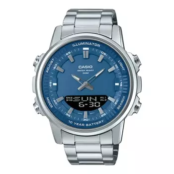 CASIO Унисекс-часы с двойным жидкокристаллическим/аналоговым дисплеем, синие, AMW-880D-2A1V