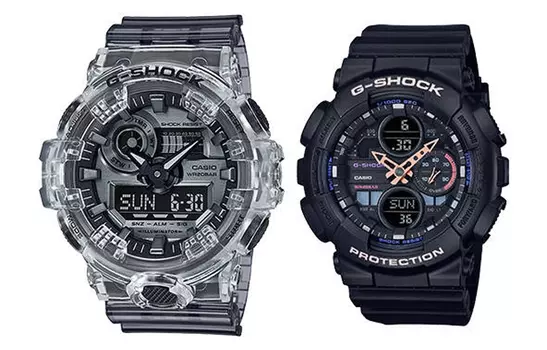 CASIO Унисекс-часы с двумя жидкокристаллическими/аналоговыми дисплеями, 53,4 мм, черные