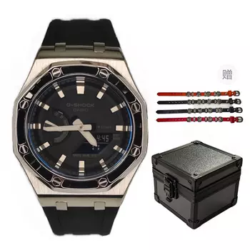 CASIO Унисекс-часы с двумя жидкокристаллическими/аналоговыми дисплеями, 44 мм, черные