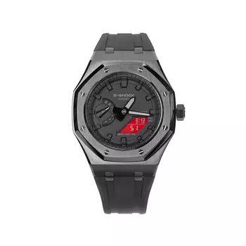 CASIO Унисекс-часы с двумя жидкокристаллическими/аналоговыми дисплеями, 44,5 мм, черные