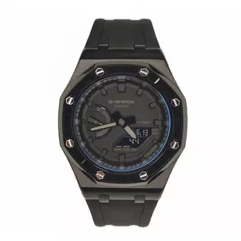CASIO Унисекс-часы с двумя жидкокристаллическими/аналоговыми дисплеями, 44 мм, черные