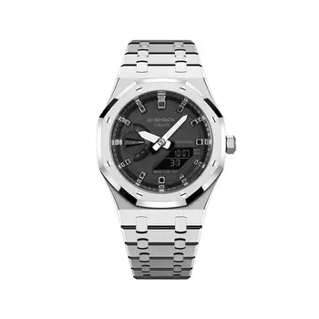 CASIO Унисекс-часы с двумя жидкокристаллическими/аналоговыми дисплеями, 44,5 мм, черные