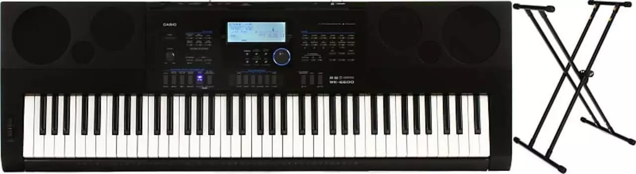 Casio WK-6600 76-клавишный портативный аранжировщик в комплекте с сценическими стойками KS8191 Стойка для клавиатуры Bullet Nose с фиксатором Casio + On-Stage WK-6600=1 KS8191XX=1