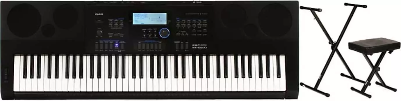 Casio WK-6600 76-клавишный портативный аранжировщик в комплекте со сценической подставкой для клавиатуры KPK6500 и настольным комплектом Casio + On-Stage WK-6600=1 KPK6500=1