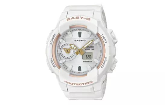 CASIO Женские часы BABY-G Collection с кварцевым механизмом, ремешком из смолы и белым циферблатом