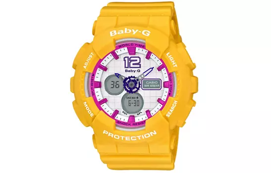 CASIO Женские часы BABY-G Collection с кварцевым механизмом, ремешком из смолы и белым циферблатом