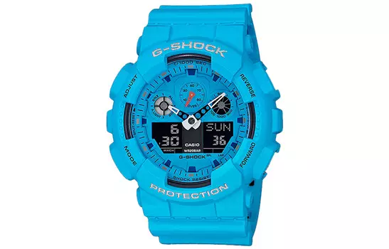 CASIO Женские часы GA-100RS-2A с двойным жидкокристаллическим/аналоговым дисплеем, синие