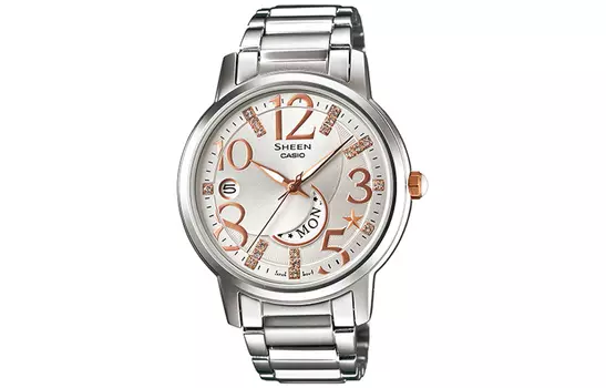 CASIO Женские серебряные часы SHEEN SHE-4028D-7A