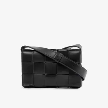 Cassette Маленькая кожаная сумка через плечо Bottega Veneta, черный