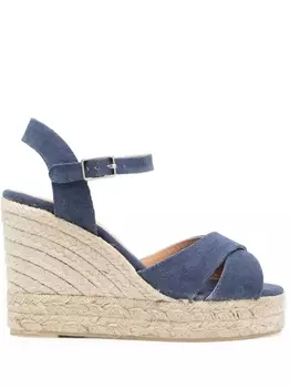 Castaer босоножки на плетеной танкетке, синий