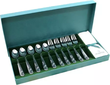 Castle Enterprise MINTON VICTORIA STRAWBERRY Набор из 10 чайных ложек и вилок для торта, производство Япония, в подарочной упаковке, Teaspoons & Cake Forks Set Of 10