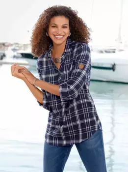 Casual Looks фланелевая блузка, цвет Marine-Wei-Kariert
