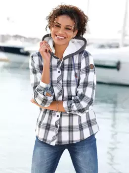 Casual Looks фланелевая блузка, цвет Wei-Dunkelblau-Kariert