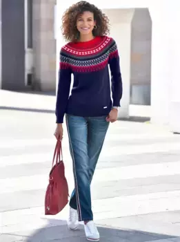 Casual Looks Норвежский свитер "Пуловер", цвет Nachtblau-Kirsche-Gemustert
