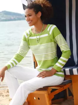 Casual Looks Полосатый свитер "Пуловер", цвет Kiwi-Wei-Gestreift