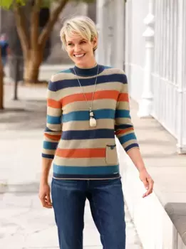 Casual Looks Полосатый свитер "Пуловер", цвет Topas-Terra-Geringelt
