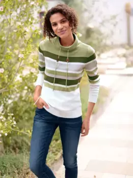 Casual Looks Полосатый свитер "Пуловер", зеленый