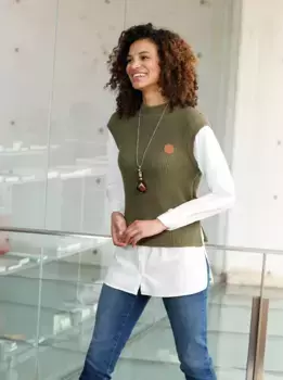 Casual Looks Свитер 2-в-1 "Свитер 2-в-1", оливковый