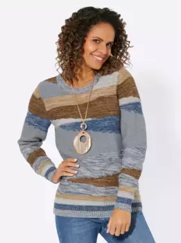 Casual Looks Вязаный джемпер "Пуловер", цвет Jeansblau-Taupe-Gemustert