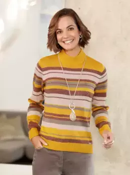 Casual Looks Вязаный джемпер "Пуловер", цвет Ocker-Puder-Geringelt