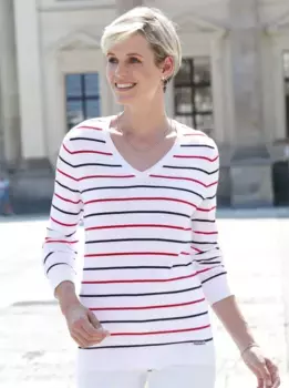 Casual Looks Вязаный джемпер "Пуловер", цвет Rot-Marine-Gestreift