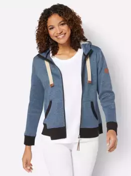Casual Looks вязаная флисовая куртка, цвет Mittelblau-Schwarz-Meliert
