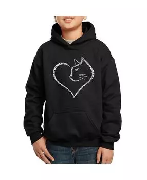Cat Heart — толстовка с капюшоном для мальчиков с принтом Word Art LA Pop Art