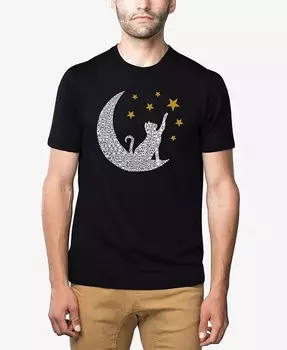 Cat Moon — мужская футболка премиум-класса Word Art LA Pop Art, черный