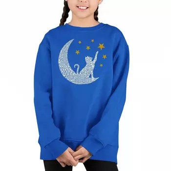 Cat Moon — толстовка с круглым вырезом для девочек с принтом Word Art LA Pop Art, цвет Royal