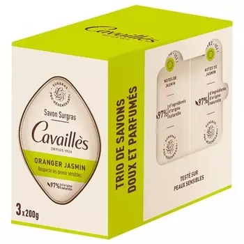 Cavailles Greasy Soap Апельсиновый цвет и жасмин 200 г - Упаковка из 3 шт Markenlos
