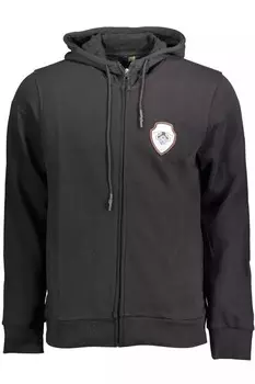 Cavalli Class Элегантная хлопковая мужская толстовка с капюшоном, черный