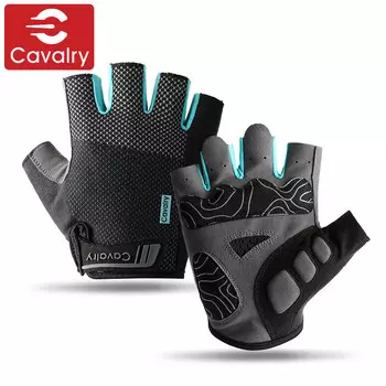 CAVALRY Велосипедные перчатки с полупальцами Летние мужские и женские Шоссейный велосипед Горный велосипед Велоспорт Амортизирующее дышащее велосипедное снаряжение Черный Синий M