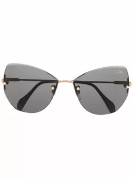 Cazal солнцезащитные очки в безободковой оправе, черный