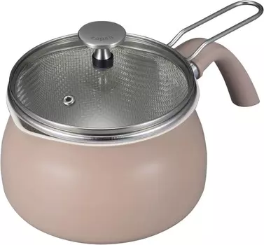 CB Japan Универсальная кастрюля, 0,4 галлона (1,8 л), индукционная, бежевая, со специальным дуршлагом, стеклянная крышка в комплекте, внутренняя керамическая обработка, универсальная кастрюля с дуршлагом, 3,1 галлона (1,8 л), Beige