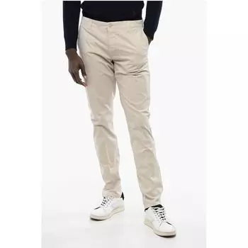 CC COLLECTION Брюки-чиносы из эластичного хлопка со шлевками для ремня Corneliani, Beige