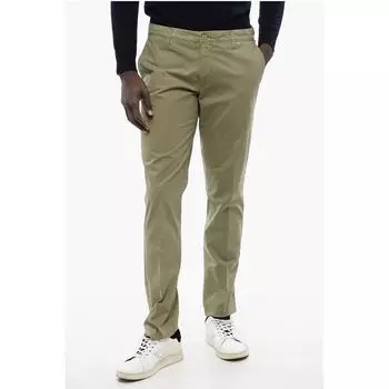 CC COLLECTION Брюки-чиносы из эластичного хлопка со шлевками для ремня Corneliani, Green