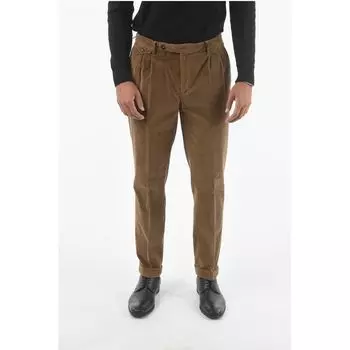 CC COLLECTION Брюки из вельвета с двойной складкой Corneliani, Brown